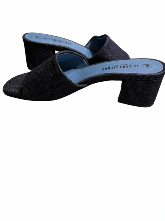 Clacanadienne Dark Blue Denim Slide Mules - Picture 7 of 11